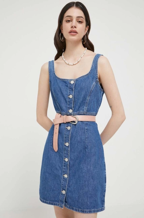 Tommy Jeans rochie jeans mini, drept
