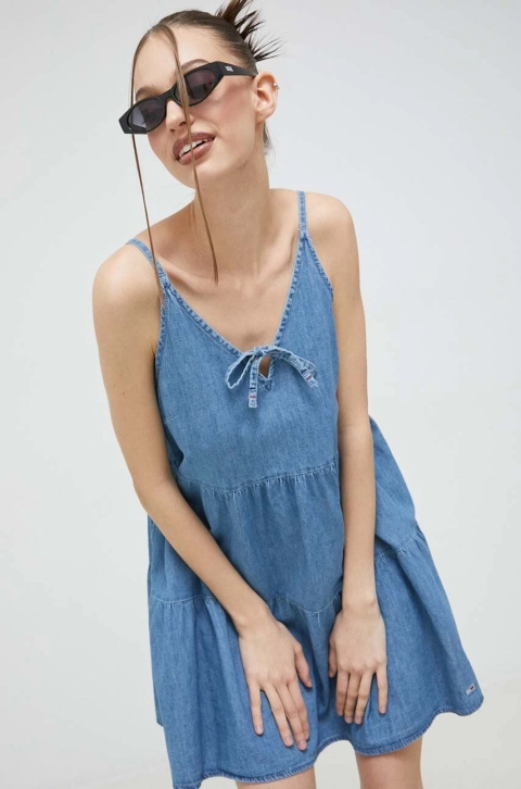 Tommy Jeans rochie jeans mini, evazati