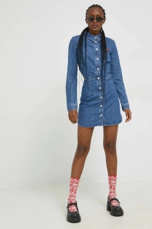 Tommy Jeans rochie jeans mini, mulata