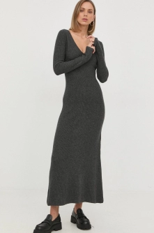 Trussardi rochie din lana culoarea gri, maxi, evazati