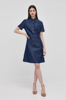 Trussardi rochie jeans culoarea albastru marin, mini, evazati