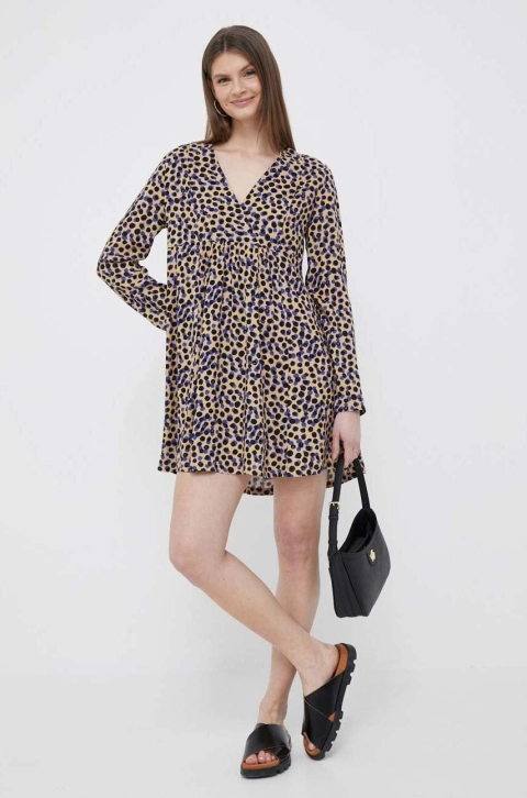 United Colors of Benetton rochie culoarea bej, mini, evazati