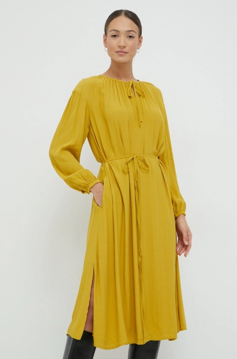 United Colors of Benetton rochie culoarea galben, maxi, oversize
