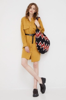 United Colors of Benetton rochie culoarea galben, mini, oversize