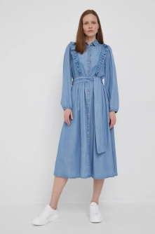 United Colors of Benetton rochie culoarea violet, midi, evazati