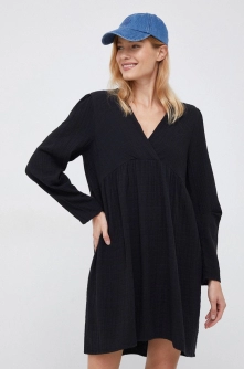 United Colors of Benetton rochie din bumbac culoarea negru, mini, drept