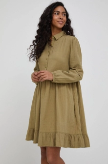 United Colors of Benetton rochie din bumbac culoarea verde, mini, evazati