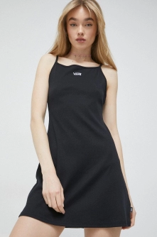 Vans rochie culoarea negru, mini, mulata VN0A5LMEY281-BLACKWHITE