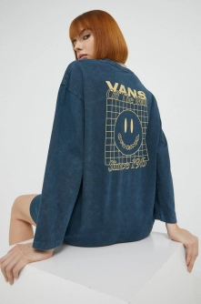 Vans rochie din bumbac culoarea albastru marin, mini, drept