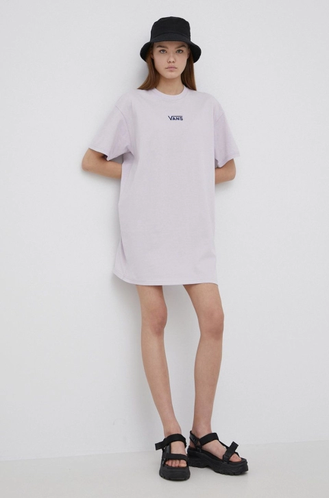 Vans rochie din bumbac culoarea violet, mini, oversize