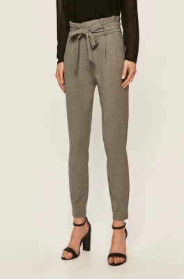Vero Moda Pantaloni femei, culoarea gri, model drept, high waist