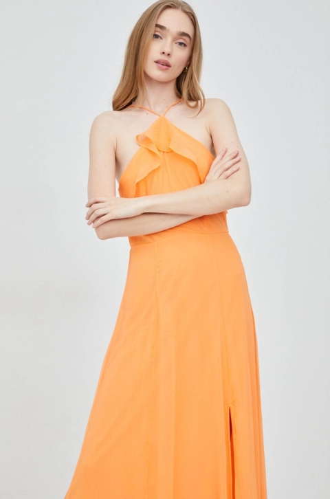 Vero Moda rochie culoarea portocaliu, maxi, evazati