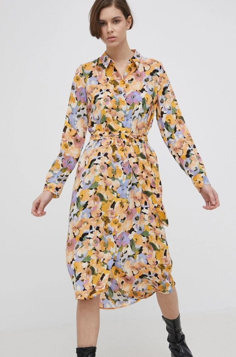 Vero Moda rochie culoarea portocaliu, midi, drept