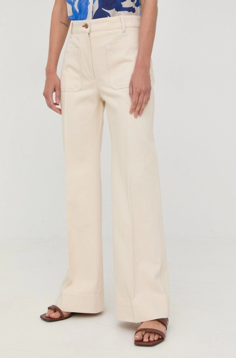 Victoria Beckham jeansi femei, culoarea bej, high waist