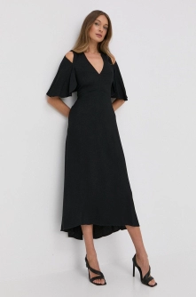 Victoria Beckham rochie culoarea negru, midi, evazati