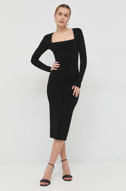 Victoria Beckham rochie culoarea negru, midi, mulata