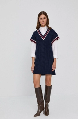 Victoria Victoria Beckham Rochie culoarea albastru marin, mini, model drept