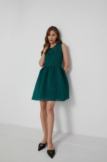 Victoria Victoria Beckham Rochie culoarea verde, mini, evazata