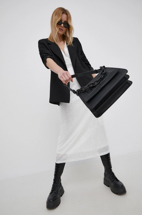 Vila rochie culoarea alb, maxi, drept