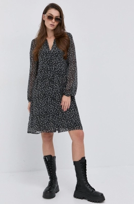 Vila Rochie culoarea negru, mini, evazata