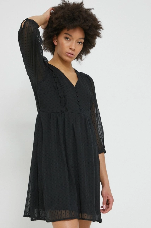 Vila rochie culoarea negru, mini, evazati