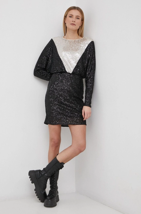 Vila Rochie culoarea negru, mini, mulat