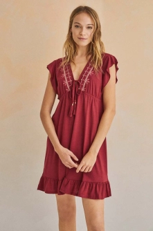 women'secret rochie EASY FIT culoarea bordo, mini, oversize, 5545132