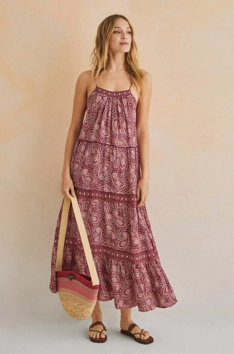women'secret rochie FOLK SUNSET culoarea violet, maxi, oversize, 5545133