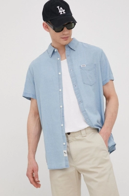 Wrangler camasa din amestec de in barbati, cu guler clasic, regular