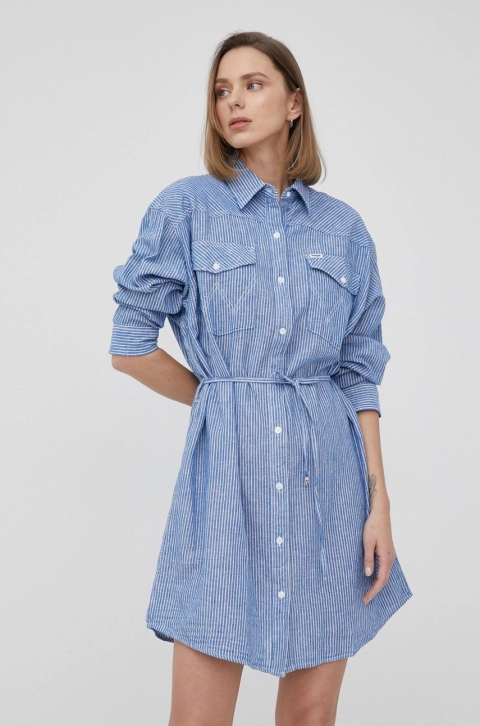 Wrangler rochie din amestec de in mini, oversize