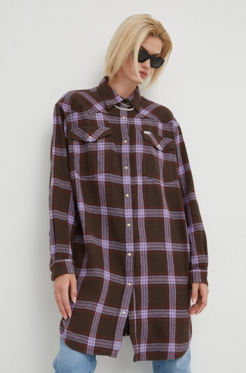 Wrangler rochie din bumbac mini, oversize