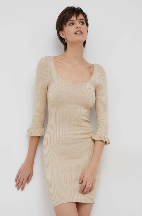 XT Studio rochie culoarea bej, mini, mulata