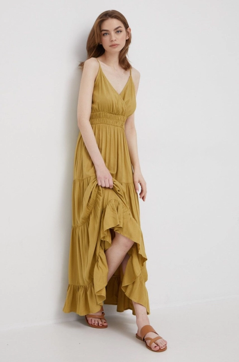 Y.A.S rochie culoarea verde, maxi, evazati