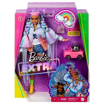 Papusa Barbie, Extra Style, Codite curcubeu, 30 cm