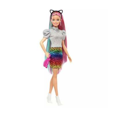 Papusa Barbie Leopard Rainbow Hair