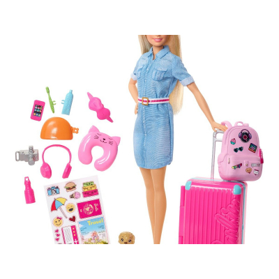 Papusa Barbie Travel cu accesorii de calatorie