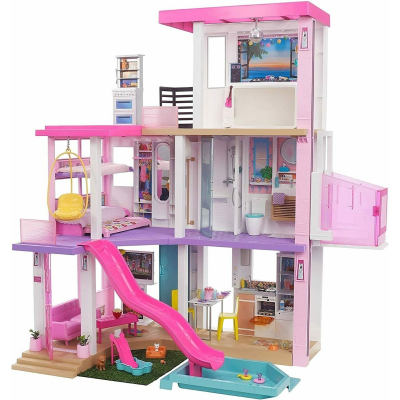 Set Casa de papusi Barbie Dreamhouse (114 cm) cu piscina, tobogan, lift, lumini si sunete