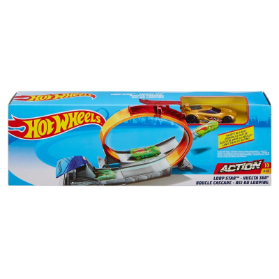 Set de joaca Circuit cu masinuta si obstacole Hot Wheels, Loop Star, FTH82